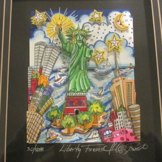 Charles Fazzino Rare Premier Edition 30/50 Liberty Forever 3 - D Crystals Signed