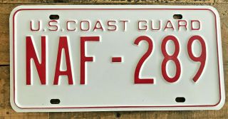 U.  S.  Coast Guard License Plate - Very Rare Us Government Plate