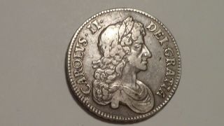 1679 Crown.  Charles Ii.  S3358.  3rd Bust.  Higher Grade.  Rare Thus.  British.  1677