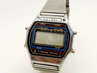 Kessel Wristwatch Watch Digital Lcd 8 Melody Chrono 1980 