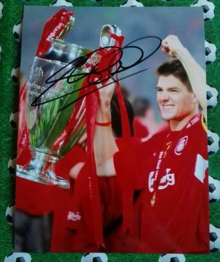 Steven Gerrard Hand Signed Liverpool Fc Photo 8x6 Autograph Rare 1 Of 2