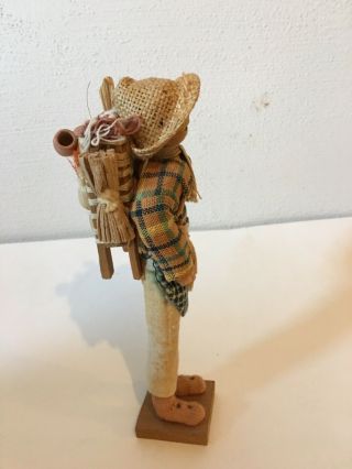 Vintage Guatemalan Cloth Doll - Hiking Man Immigrant - Husk Wire RARE 2