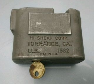 Rare Hi Shear Corp Lock With One Medeco Key