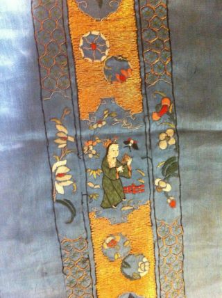 Fine Real Antique Chinese Embroidery Silk Banner Qing Dynasty