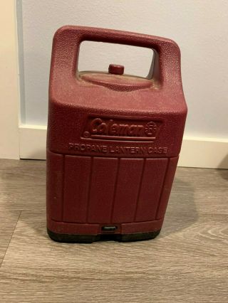 Vintage Red Coleman Lantern Hard Sided Carrying Case With Handle Plastic