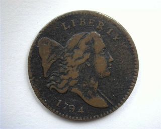 1794 Flowing Hair Half Cent F/vf Rare