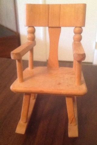 Vintage Mid Century Strombecker Doll Bear Wood Rocking Chair 7 " High Rocker