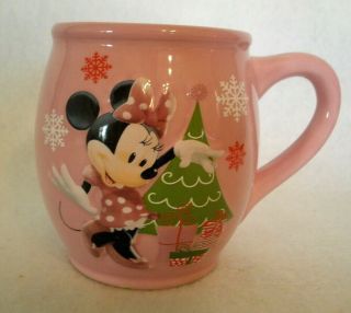 Vintage Rare Disney Minnie Mouse Christmas Coffee Tea Mug Pink