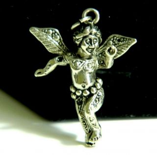 Vintage Angel Cherub Pendant Charm Antique Silver Tone Jewelry Usa Seller