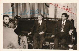 Cuban Cuba Fidel Castro & Sadan Husein Autograph Photo Very Rare