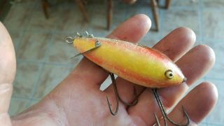 Heddon Crab Wiggler Glass Eye Dowagiac Minnow Wood Fishing Lure