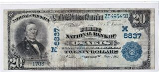 $20 1902 Pb First National Osakis Minnesota Mn " Mega Rare " ( (only 4 On Census))