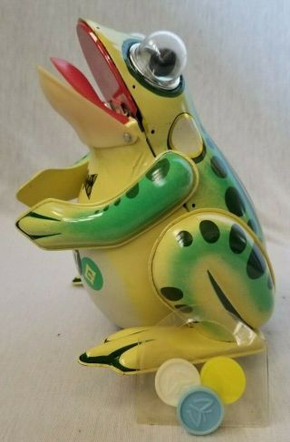 Rare Vtg Grenouille B/o Me 815 Battery Operated Frog Tin Toy France/ Red China