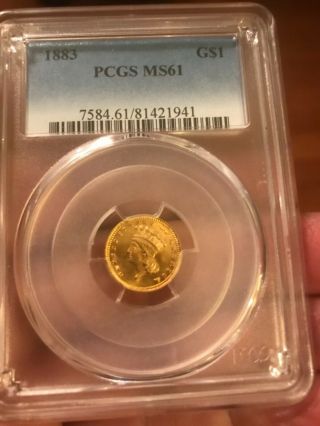 1883 Type 3 Liberty $1 Gold Dollar Pcgs Ms61,  Rare Date