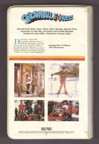 SNOWBALL EXPRESS 1972 (Walt Disney Home Video) Dean Jones,  Harry Morgan vhs RARE 2