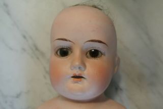 Antique Bisque Doll Germany Leather Jointed Body Teeth Brown Eyes 8/0 17 "