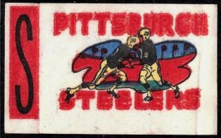 1961 Topps Football Pittsburgh Steelers Flocked Stickers With Tab Rare Sp Vg,