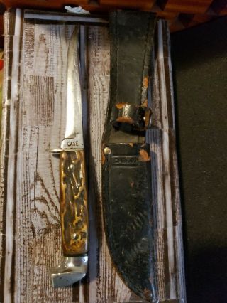 Rare 1940 - 64 Case Xx Fixed Blade 7 - 7/8 - Second Cut Stag - Knights Head