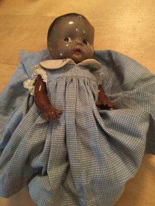 Vintage Black Baby Doll Plastic Molded Hair 7”