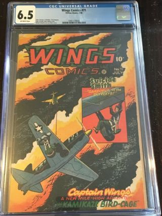 Wings Comics 71 Cgc 6.  5 Ow 1946 Precode Lee Elias Cover Daredevil Kamikaze Rare