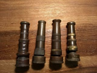 Four Old Vintage Antique Brass Hose Nozzles