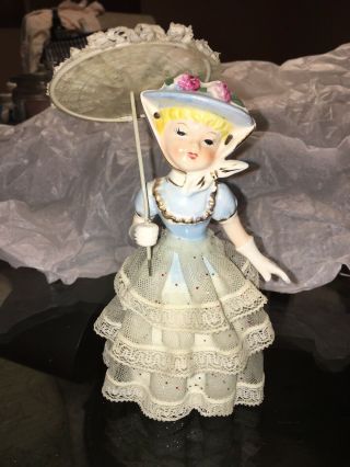 Inanco Southern Bell Girl Figurine Umbrella Vintage Antique