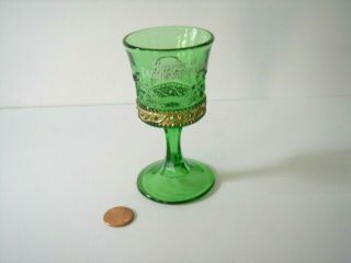 Antique Eapg Green Stemmed Glass Souvenir Of Tashmoo Park Michigan 4 " High