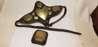Horse Leather Brass Antique Heart Equestrian? Saddle Part? Mono 1850s?