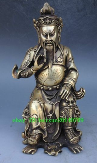 Chinese Antique Fengshui Copper Guan Yu Warrior Mammon Buddha Statue E02