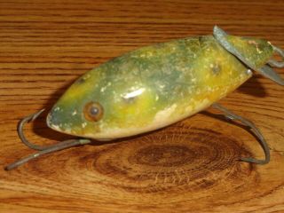 Vintage Fishing Lure Wooden Heddon Baby Crab Wiggler 1900 Frog Spot Circa 1930s