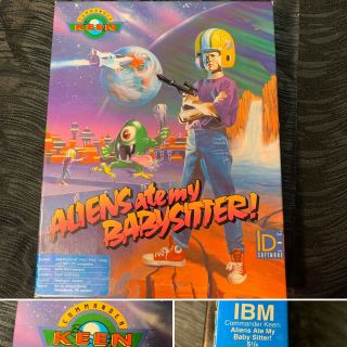 Very Rare Commander Keen Aliens Ate My Babysitter 3 Disks (5 1/4),  Box 1991 Pc