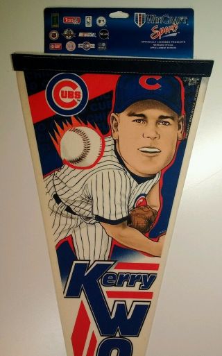 Kerry Wood Pennant 30x12 Mlb Chicago Cubs Nos Vtg Rare 1990 