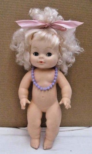 1971 Vintage Horsman Doll - Sleepy Blue Eyes - Necklace Drinks - Wets - 15 "