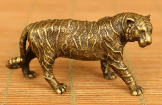 Unique Rare Chinese Hand Casting Solid Bronze Tiger Statue Home Deco Noble Gift