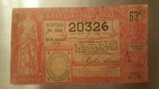 Rare 1912 & Antique Lottery Ticket/loteria 20326