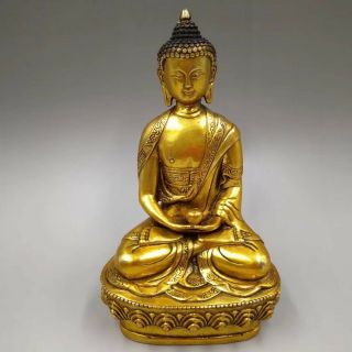 Old Chinese Antique Tibetan Buddhism Old Copper - Plated Buddha Statue