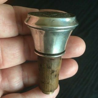 Lovely Rare Vintage Wine Bottle Stopper - Worked Metal Image Dutch Silver - 1900s