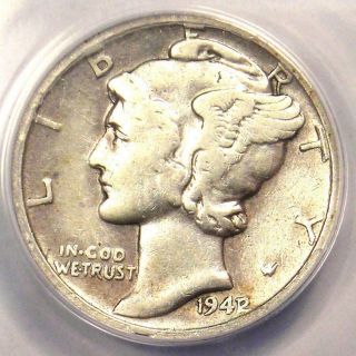 1942/1 Mercury Dime 10c - Anacs Xf45 Details (ef45) - Rare Overdate Variety Coin