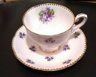 “sweet Violets” Royal Stafford Bone China Made In England Tea Cup And Saucer