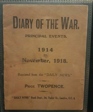 Ww1 Historic Documented Principal Events Diary Of The War 1914 Rare