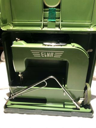 Rare Elna Grasshopper Portable Sewing Machine With Case Swiss Made
