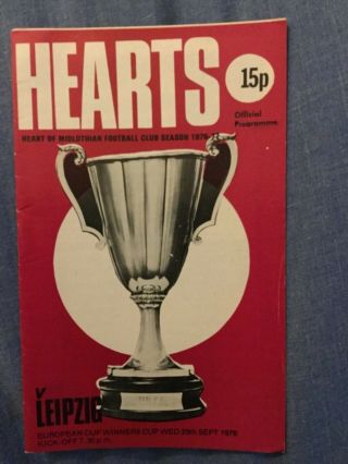 29.  9.  76 Hearts V Leipzig European Cup Winners Cup Programme Rare Only 1 On Ebay