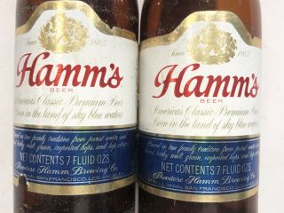 Pair - Awesome RARE Hamm ' s Small Glass Beer Bottle w label x 2,  HAMMS Bear 2