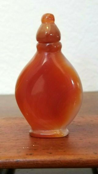 Antique Chinese Snuff Bottle Carnelian Agate Hard Stone,  Well Carved 19th/20th C