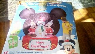 Disney Airblown Christmas Inflatable Mickey Mouse Snow Globe Rare