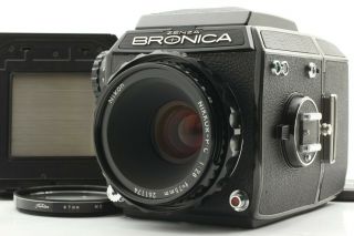 【rare Mint】 Zenza Bronica Ec Black Nikkor P C 75mm F/2.  8 Lens 2 Film Back Japan
