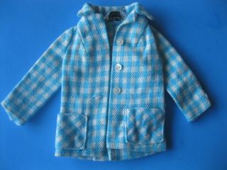 Vintage Barbie Doll Blue & White Check Jacket Outdoor Life Outfit 1637 Clothes