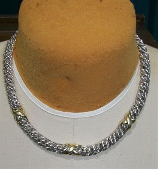 Rare Vintage David Yurman Sterling Wheat Chain Necklace With 18kt Gold Accents