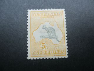 Kangaroo Stamps: 5/ - Yellow 3rd Watermark Rare (c57)