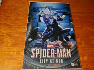 Spider - Man City At War 1 Rare Gamer - Verse Jay Anacleto Black Cat Variant Nm -